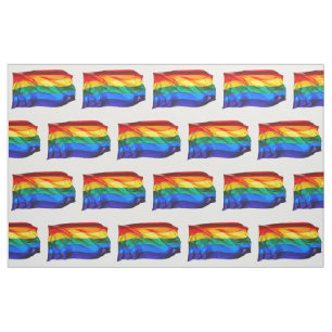 SlipperyJoe's gay pride flag waving red orange yel Fabric
