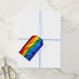 SlipperyJoe's gay pride flag waving red orange yel Gift Tags