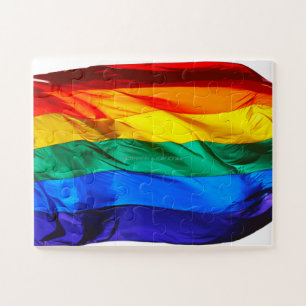 SlipperyJoe's gay pride flag waving red orange yel Jigsaw Puzzle