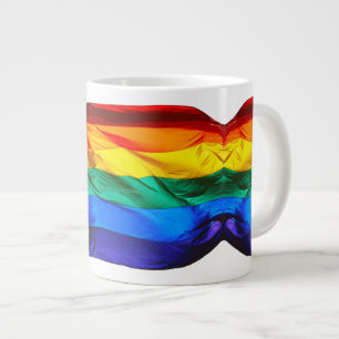 SlipperyJoe's gay pride flag waving red orange yel Large Coffee Mug