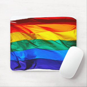 SlipperyJoe's gay pride flag waving red orange yel Mouse Pad