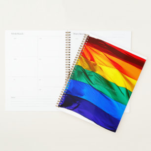 SlipperyJoe's gay pride flag waving red orange yel Planner