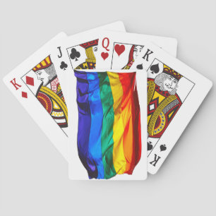 SlipperyJoe's gay pride flag waving red orange yel Playing Cards