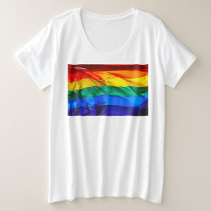SlipperyJoe's gay pride flag waving red orange yel Plus Size T-Shirt