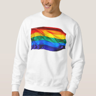 SlipperyJoe's gay pride flag waving red orange yel Sweatshirt