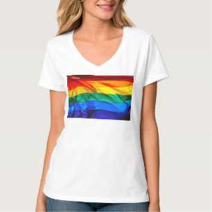 SlipperyJoe's gay pride flag waving red orange yel T-Shirt