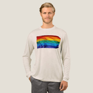 SlipperyJoe's gay pride flag waving red orange yel Tri-Blend Shirt