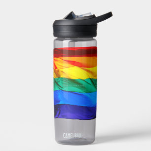 SlipperyJoe's gay pride flag waving red orange yel Water Bottle