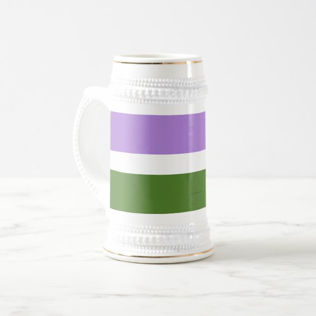SlipperyJoe's genderqueer pride flag colours non-b Beer Stein (Front Left)