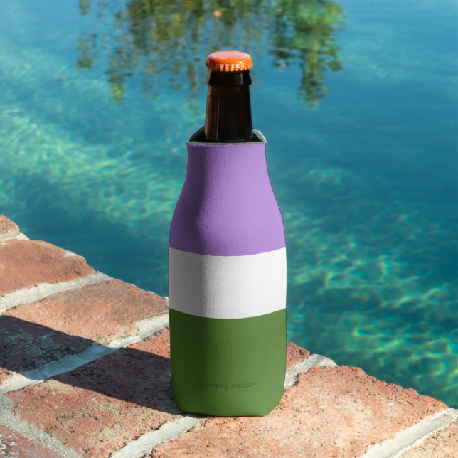 SlipperyJoe's genderqueer pride flag colours non-b Bottle Cooler (In Situ Pool)