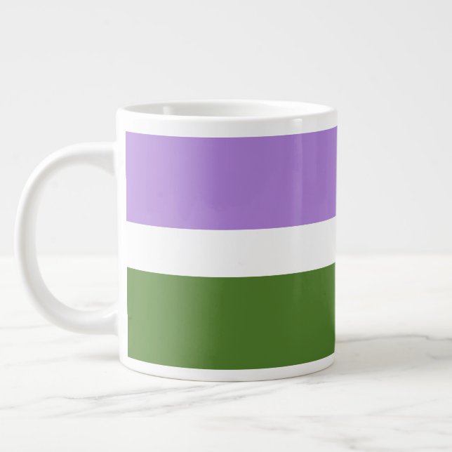SlipperyJoe's Genderqueer Pride Flag colours Non-b Large Coffee Mug (Left)