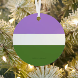 SlipperyJoe's Genderqueer Pride Flag colours Non-b Metal Tree Decoration