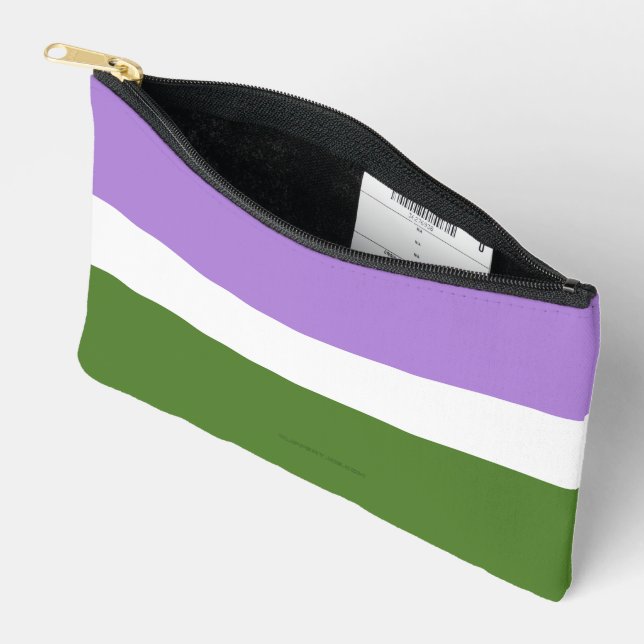 SlipperyJoe's genderqueer pride flag lavender blen Accessory Pouch (Open)