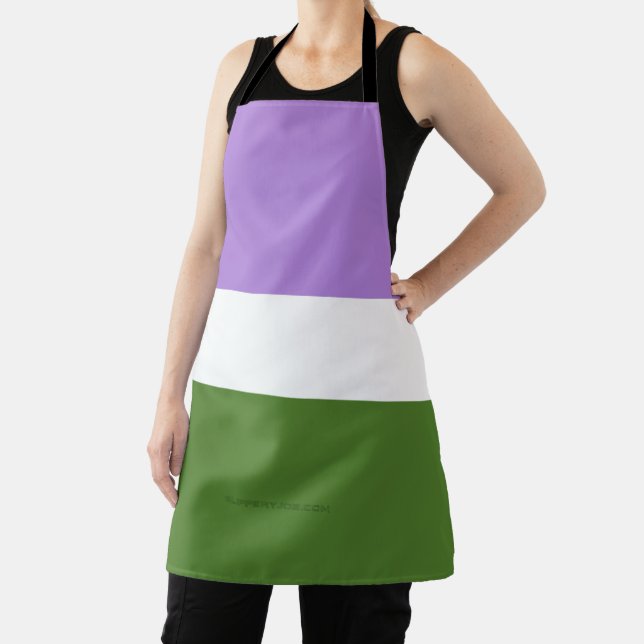 SlipperyJoe's genderqueer pride flag lavender blen Apron (Insitu)