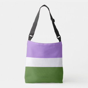SlipperyJoe's genderqueer pride flag lavender blen Crossbody Bag