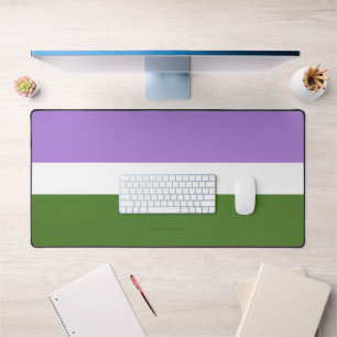 SlipperyJoe's genderqueer pride flag lavender blen Desk Mat