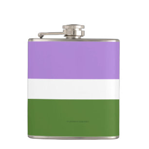 SlipperyJoe's genderqueer pride flag lavender blen Hip Flask