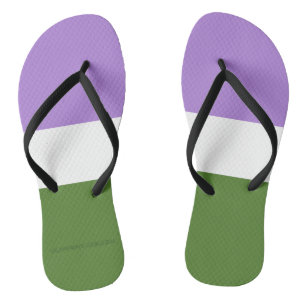 SlipperyJoe's genderqueer pride flag lavender blen Jandals
