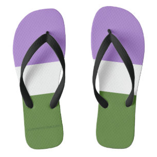 SlipperyJoe's genderqueer pride flag lavender blen Jandals