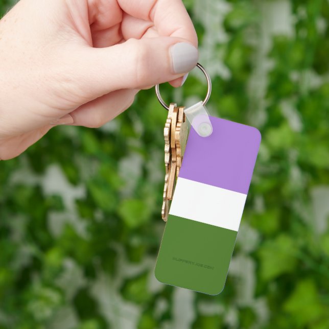 SlipperyJoe's genderqueer pride flag lavender blen Key Ring (Hand)