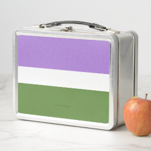 SlipperyJoe's genderqueer pride flag lavender blen Metal Lunch Box