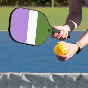 SlipperyJoe's genderqueer pride flag lavender blen Pickleball Paddle