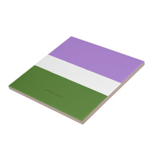 SlipperyJoe's genderqueer pride flag lavender blen Tile
