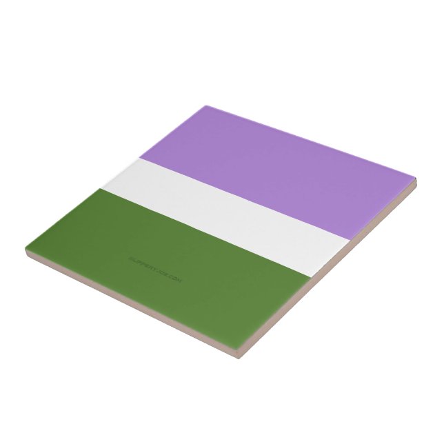 SlipperyJoe's genderqueer pride flag lavender blen Tile (Side)