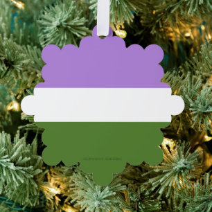 SlipperyJoe's genderqueer pride flag lavender blen Tree Decoration Card