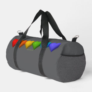 SlipperyJoe's glossy 3D heart shapes glyphs create Duffle Bag