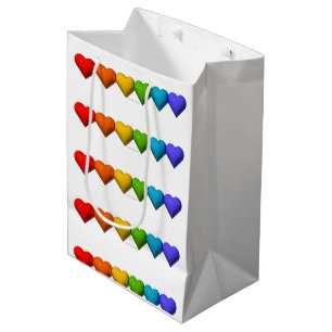 SlipperyJoe's glossy 3D heart shapes glyphs create Medium Gift Bag