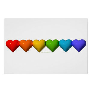 SlipperyJoe's glossy 3D heart shapes glyphs create Poster