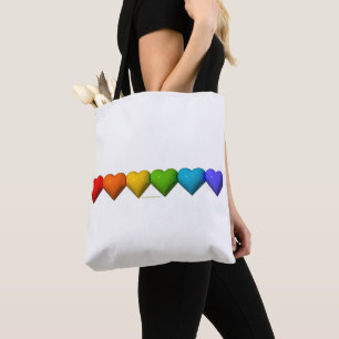 SlipperyJoe's glossy 3D heart shapes glyphs create Tote Bag