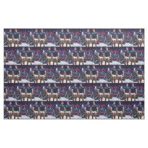 SlipperyJoe's glowing Christmas trees two muscular Fabric