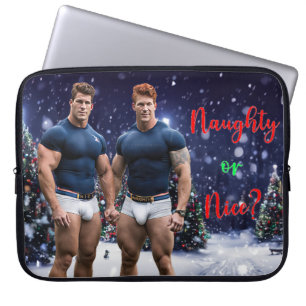 SlipperyJoe's glowing Christmas trees two muscular Laptop Sleeve