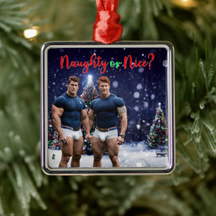 SlipperyJoe's glowing Christmas trees two muscular Metal Tree Decoration