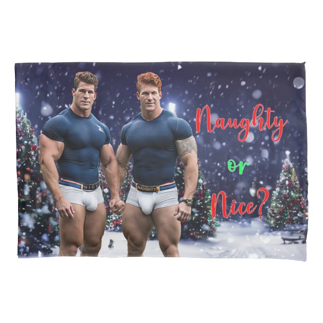 SlipperyJoe's glowing Christmas trees two muscular Pillowcase (Front)