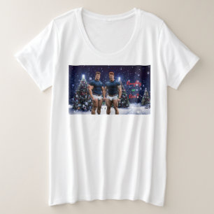 SlipperyJoe's glowing Christmas trees two muscular Plus Size T-Shirt