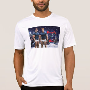 SlipperyJoe's glowing Christmas trees two muscular T-Shirt