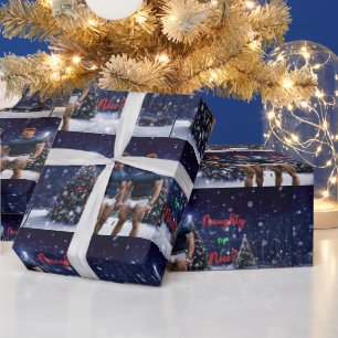 SlipperyJoe's glowing Christmas trees two muscular Wrapping Paper