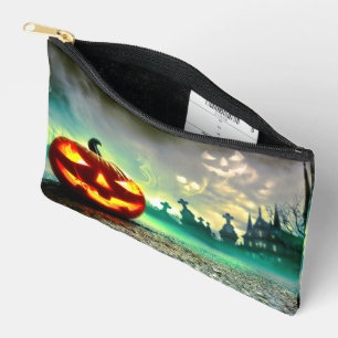 SlipperyJoe's glowing jack‑o’-lantern Halloween wa Accessory Pouch
