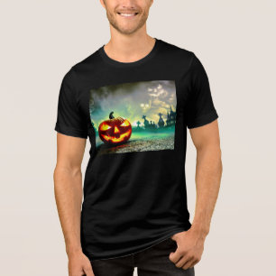 SlipperyJoe's glowing jack‑o’-lantern Halloween wa Tri-Blend Shirt