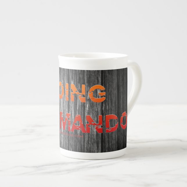 SlipperyJoe's Going Commando bold red orange lette Bone China Mug (Front Right)