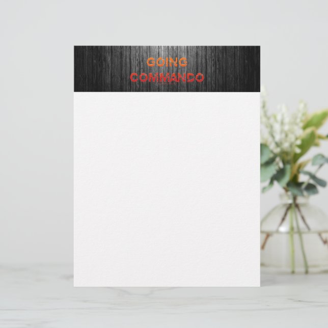 SlipperyJoe's Going Commando bold red orange lette Custom Letterhead (Standing Front)
