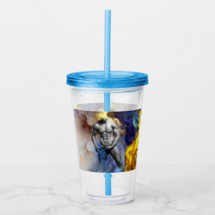 SlipperyJoe's grayscale muscular man physique yell Acrylic Tumbler