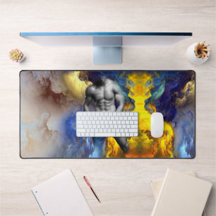 SlipperyJoe's grayscale muscular man physique yell Desk Mat