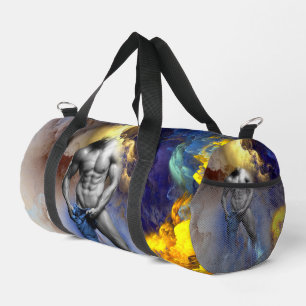 SlipperyJoe's grayscale muscular man physique yell Duffle Bag
