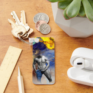 SlipperyJoe's grayscale muscular man physique yell Key Ring