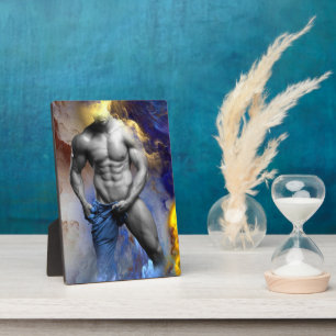 SlipperyJoe's grayscale muscular man physique yell Plaque