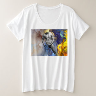 SlipperyJoe's grayscale muscular man physique yell Plus Size T-Shirt